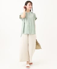F1LGA48160 MK MICHEL KLEIN(小さいサイズ)(メゾン ドゥ サンク) 【小さいサイズ】リネン混イージーワイドパンツ/洗える ベージュ