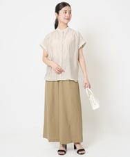 F1LGA52160 MK MICHEL KLEIN(小さいサイズ)(メゾン ドゥ サンク) 【小さいサイズ】ドライリネンライクワイドパンツ/洗える カーキ