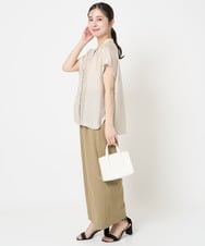 F1LGA52160 MK MICHEL KLEIN(小さいサイズ)(メゾン ドゥ サンク) 【小さいサイズ】ドライリネンライクワイドパンツ/洗える カーキ