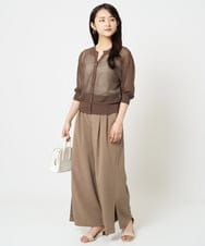 F1LGA54150 MK MICHEL KLEIN(小さいサイズ)(メゾン ドゥ サンク) 【小さいサイズ】サイドスリットセミワイドパンツ/洗える ダークグレー