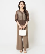 F1LGA54150 MK MICHEL KLEIN(小さいサイズ)(メゾン ドゥ サンク) 【小さいサイズ】サイドスリットセミワイドパンツ/洗える ダークグレー