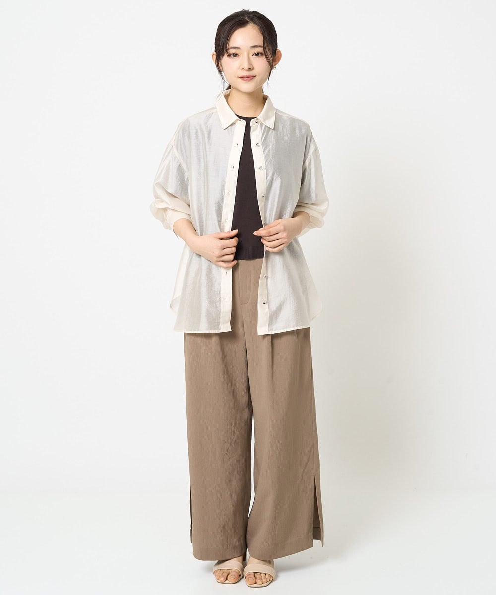 F1LGA54150 MK MICHEL KLEIN(小さいサイズ)(メゾン ドゥ サンク) 【小さいサイズ】サイドスリットセミワイドパンツ/洗える ダークグレー