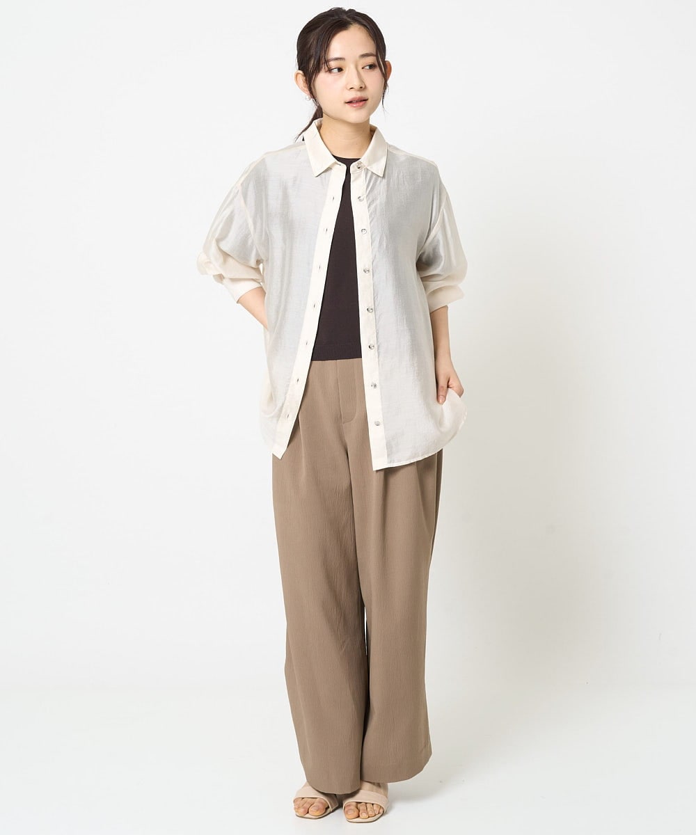 F1LGA54150 MK MICHEL KLEIN(小さいサイズ)(メゾン ドゥ サンク) 【小さいサイズ】サイドスリットセミワイドパンツ/洗える ダークグレー