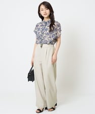 F1LGA55170 MK MICHEL KLEIN(小さいサイズ)(メゾン ドゥ サンク) 【小さいサイズ】ワイドストレート ストレッチプルオンパンツ/洗える ダークグレー