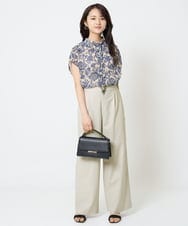 F1LGA55170 MK MICHEL KLEIN(小さいサイズ)(メゾン ドゥ サンク) 【小さいサイズ】ワイドストレート ストレッチプルオンパンツ/洗える ダークグレー