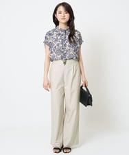 F1LGA55170 MK MICHEL KLEIN(小さいサイズ)(メゾン ドゥ サンク) 【小さいサイズ】ワイドストレート ストレッチプルオンパンツ/洗える ダークグレー