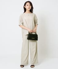 F1LGA55170 MK MICHEL KLEIN(小さいサイズ)(メゾン ドゥ サンク) 【小さいサイズ】ワイドストレート ストレッチプルオンパンツ/洗える ダークグレー