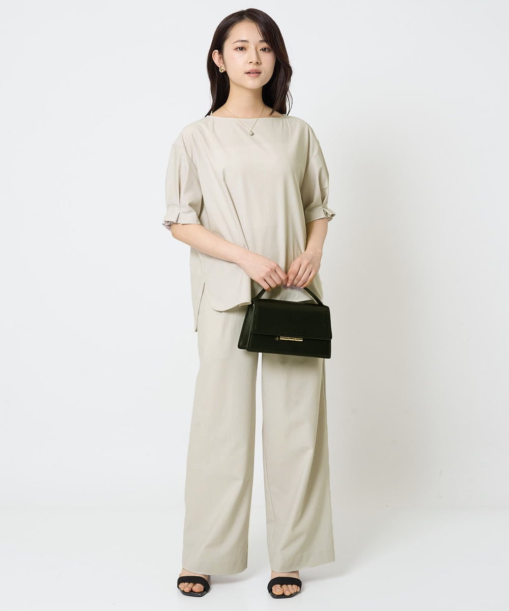 F1LGA55170 MK MICHEL KLEIN(小さいサイズ)(メゾン ドゥ サンク) 【小さいサイズ】ワイドストレート ストレッチプルオンパンツ/洗える ダークグレー