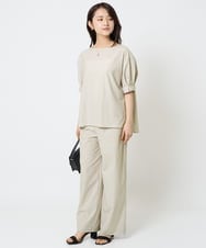 F1LGA55170 MK MICHEL KLEIN(小さいサイズ)(メゾン ドゥ サンク) 【小さいサイズ】ワイドストレート ストレッチプルオンパンツ/洗える ダークグレー