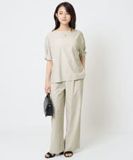 F1LGA55170 MK MICHEL KLEIN(小さいサイズ)(メゾン ドゥ サンク) 【小さいサイズ】ワイドストレート ストレッチプルオンパンツ/洗える ダークグレー
