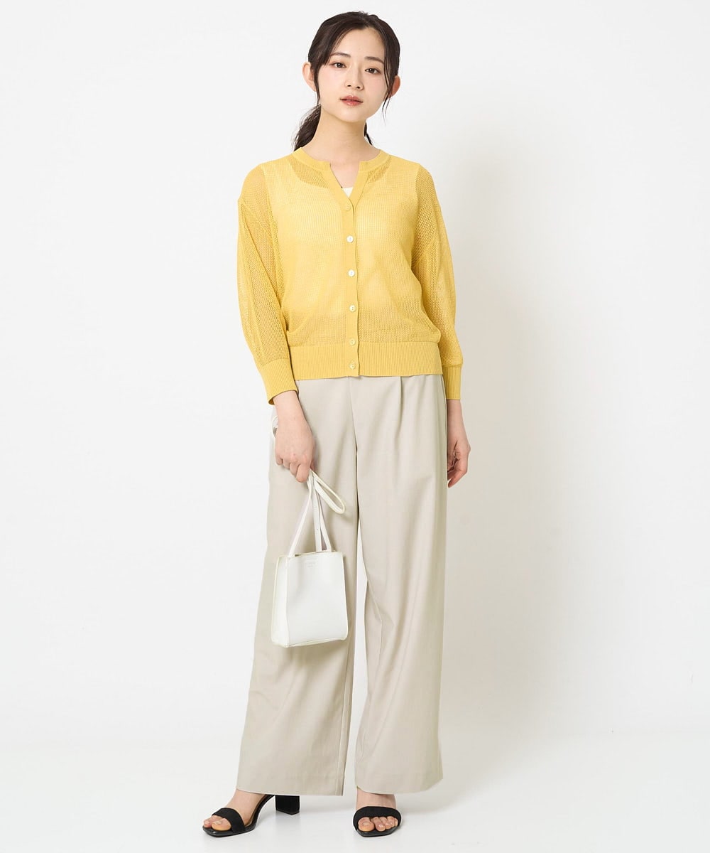 F1LGA55170 MK MICHEL KLEIN(小さいサイズ)(メゾン ドゥ サンク) 【小さいサイズ】ワイドストレート ストレッチプルオンパンツ/洗える ダークグレー