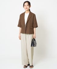 F1LGA55170 MK MICHEL KLEIN(小さいサイズ)(メゾン ドゥ サンク) 【小さいサイズ】ワイドストレート ストレッチプルオンパンツ/洗える ダークグレー