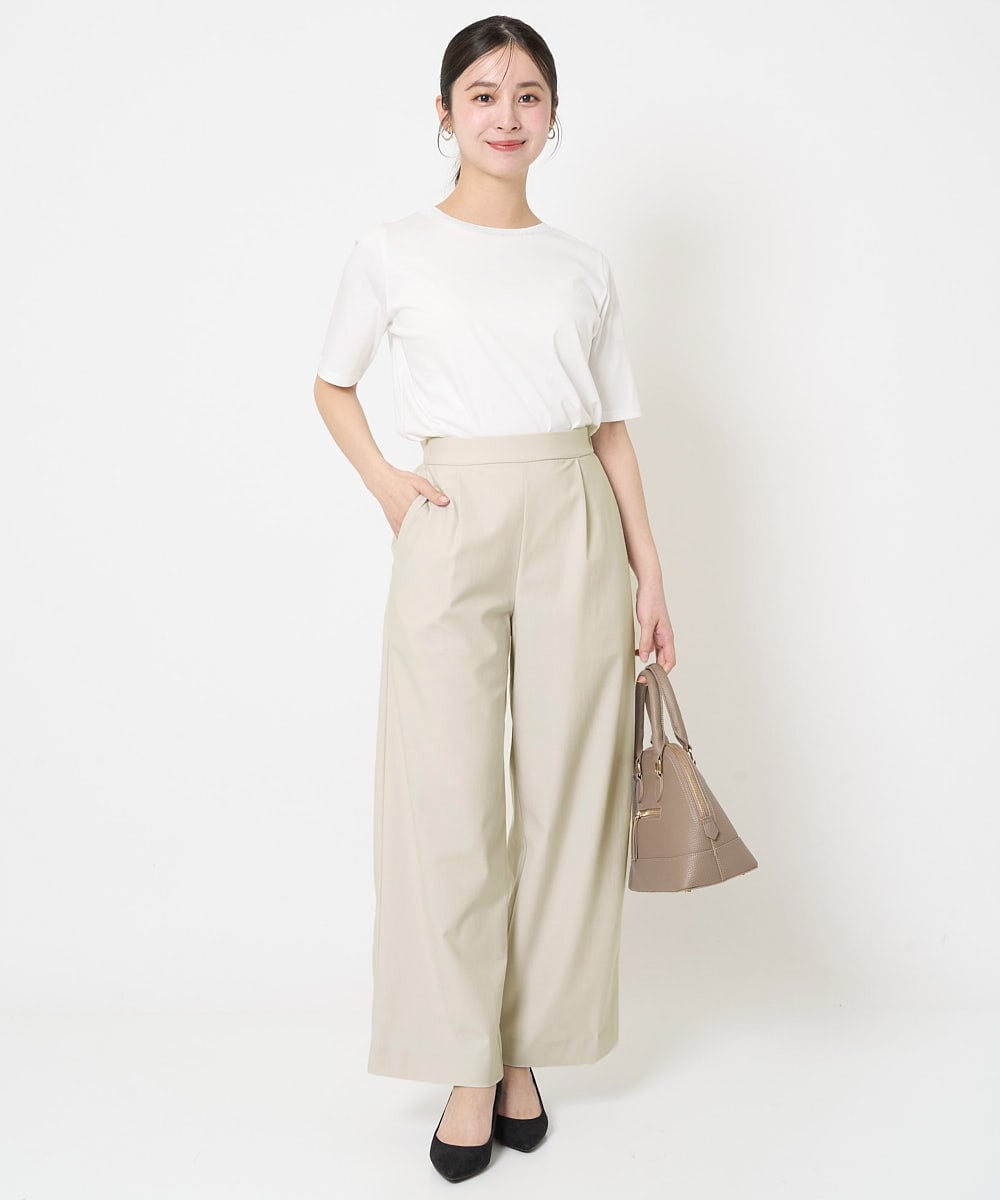 F1LGA55170 MK MICHEL KLEIN(小さいサイズ)(メゾン ドゥ サンク) 【小さいサイズ】ワイドストレート ストレッチプルオンパンツ/洗える ダークグレー
