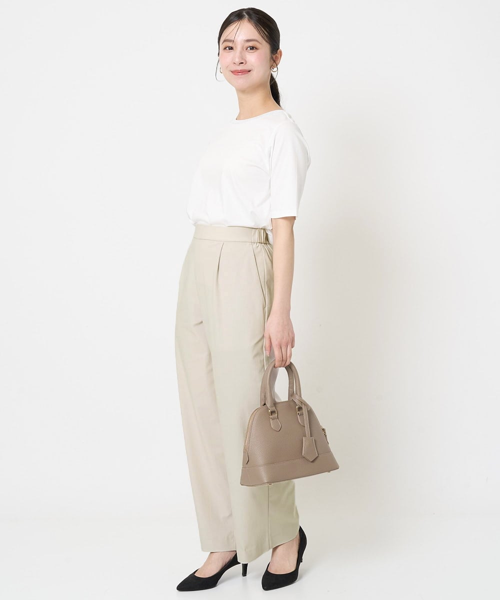 F1LGA55170 MK MICHEL KLEIN(小さいサイズ)(メゾン ドゥ サンク) 【小さいサイズ】ワイドストレート ストレッチプルオンパンツ/洗える ダークグレー
