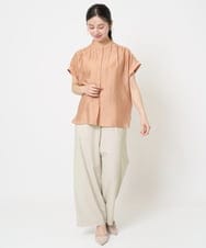 F1LGA55170 MK MICHEL KLEIN(小さいサイズ)(メゾン ドゥ サンク) 【小さいサイズ】ワイドストレート ストレッチプルオンパンツ/洗える ダークグレー