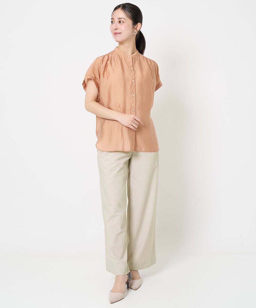 F1LGA55170 MK MICHEL KLEIN(小さいサイズ)(メゾン ドゥ サンク) 【小さいサイズ】ワイドストレート ストレッチプルオンパンツ/洗える ダークグレー