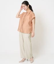F1LGA55170 MK MICHEL KLEIN(小さいサイズ)(メゾン ドゥ サンク) 【小さいサイズ】ワイドストレート ストレッチプルオンパンツ/洗える ダークグレー
