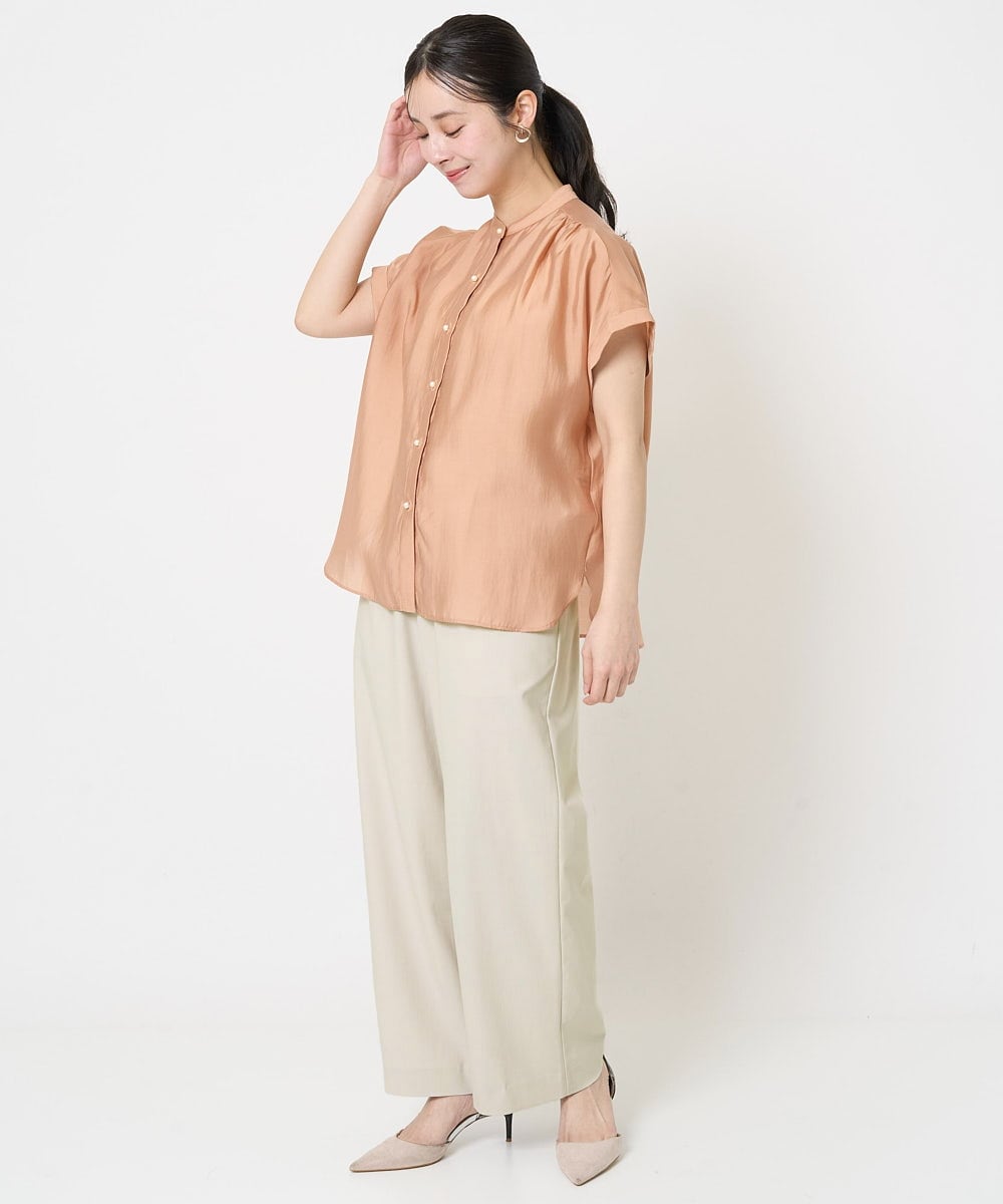 F1LGA55170 MK MICHEL KLEIN(小さいサイズ)(メゾン ドゥ サンク) 【小さいサイズ】ワイドストレート ストレッチプルオンパンツ/洗える ダークグレー