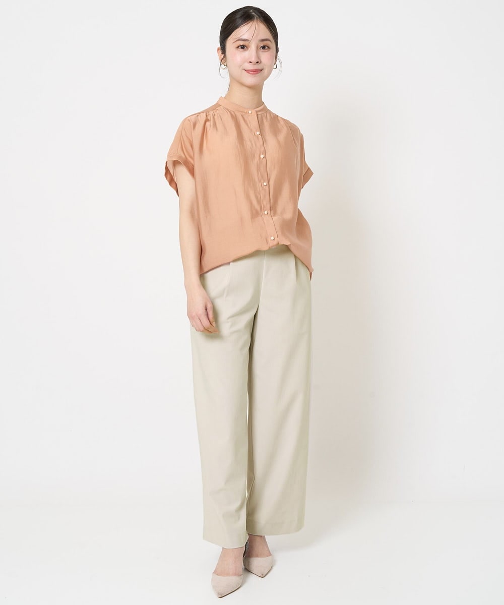 F1LGA55170 MK MICHEL KLEIN(小さいサイズ)(メゾン ドゥ サンク) 【小さいサイズ】ワイドストレート ストレッチプルオンパンツ/洗える ダークグレー