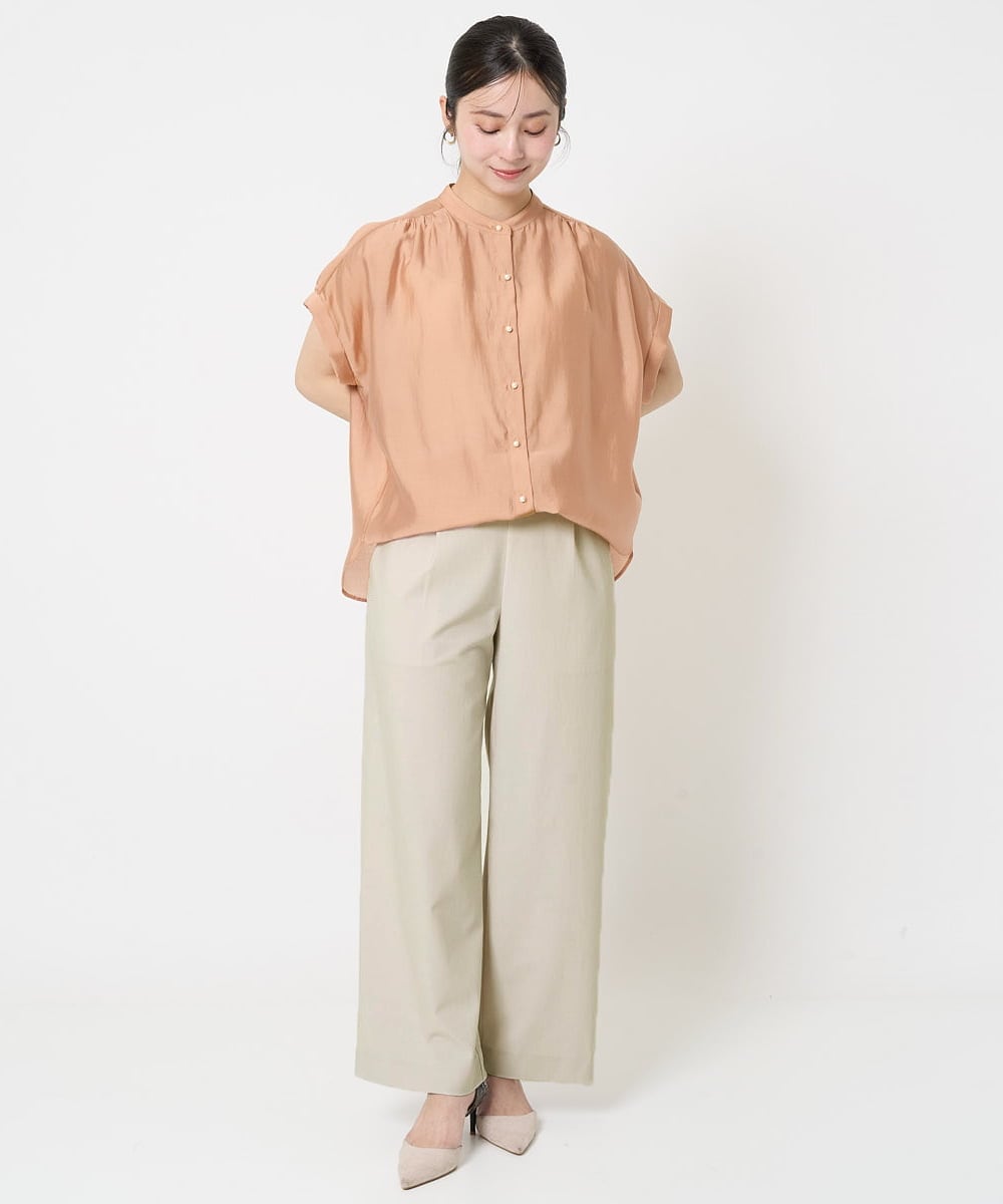 F1LGA55170 MK MICHEL KLEIN(小さいサイズ)(メゾン ドゥ サンク) 【小さいサイズ】ワイドストレート ストレッチプルオンパンツ/洗える ダークグレー