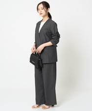 F1LGA55170 MK MICHEL KLEIN(小さいサイズ)(メゾン ドゥ サンク) 【小さいサイズ】ワイドストレート ストレッチプルオンパンツ/洗える ダークグレー
