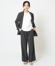 F1LGA55170 MK MICHEL KLEIN(小さいサイズ)(メゾン ドゥ サンク) 【小さいサイズ】ワイドストレート ストレッチプルオンパンツ/洗える ダークグレー