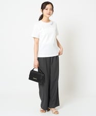 F1LGA55170 MK MICHEL KLEIN(小さいサイズ)(メゾン ドゥ サンク) 【小さいサイズ】ワイドストレート ストレッチプルオンパンツ/洗える ダークグレー