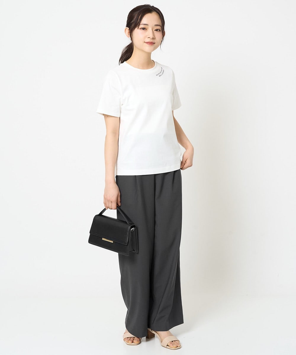 F1LGA55170 MK MICHEL KLEIN(小さいサイズ)(メゾン ドゥ サンク) 【小さいサイズ】ワイドストレート ストレッチプルオンパンツ/洗える ダークグレー