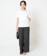 F1LGA55170 MK MICHEL KLEIN(小さいサイズ)(メゾン ドゥ サンク) 【小さいサイズ】ワイドストレート ストレッチプルオンパンツ/洗える ダークグレー
