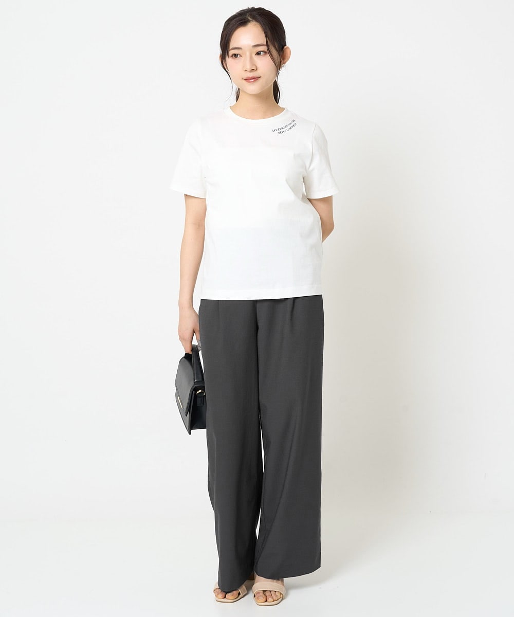 F1LGA55170 MK MICHEL KLEIN(小さいサイズ)(メゾン ドゥ サンク) 【小さいサイズ】ワイドストレート ストレッチプルオンパンツ/洗える ダークグレー