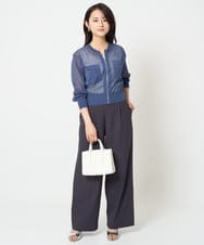 F1LGA55170 MK MICHEL KLEIN(小さいサイズ)(メゾン ドゥ サンク) 【小さいサイズ】ワイドストレート ストレッチプルオンパンツ/洗える ダークグレー