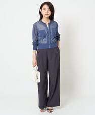 F1LGA55170 MK MICHEL KLEIN(小さいサイズ)(メゾン ドゥ サンク) 【小さいサイズ】ワイドストレート ストレッチプルオンパンツ/洗える ダークグレー
