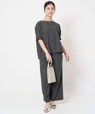 F1LGA55170 MK MICHEL KLEIN(小さいサイズ)(メゾン ドゥ サンク) 【小さいサイズ】ワイドストレート ストレッチプルオンパンツ/洗える ダークグレー