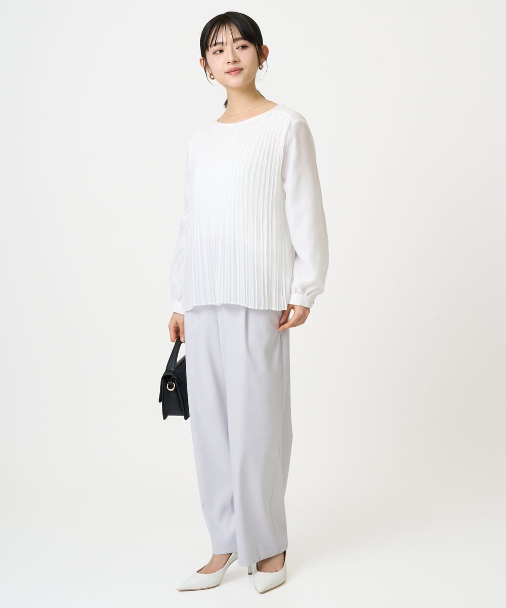 F1LGD21160 MK MICHEL KLEIN(小さいサイズ)(メゾン ドゥ サンク) 【小さいサイズ】TRストレッチワイドパンツ/洗える ライトグレー