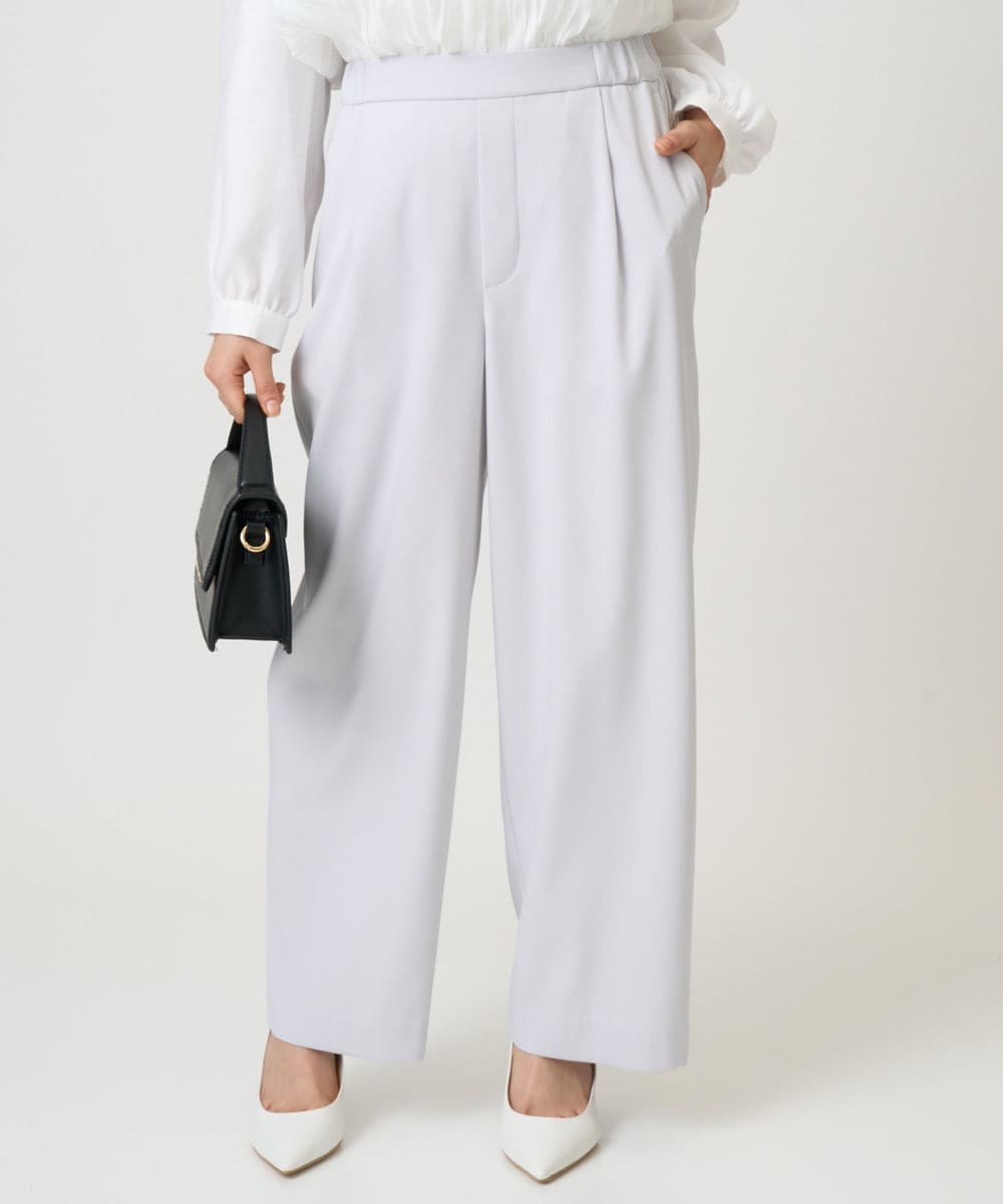 F1LGD21160 MK MICHEL KLEIN(小さいサイズ)(メゾン ドゥ サンク) 【小さいサイズ】TRストレッチワイドパンツ/洗える ライトグレー