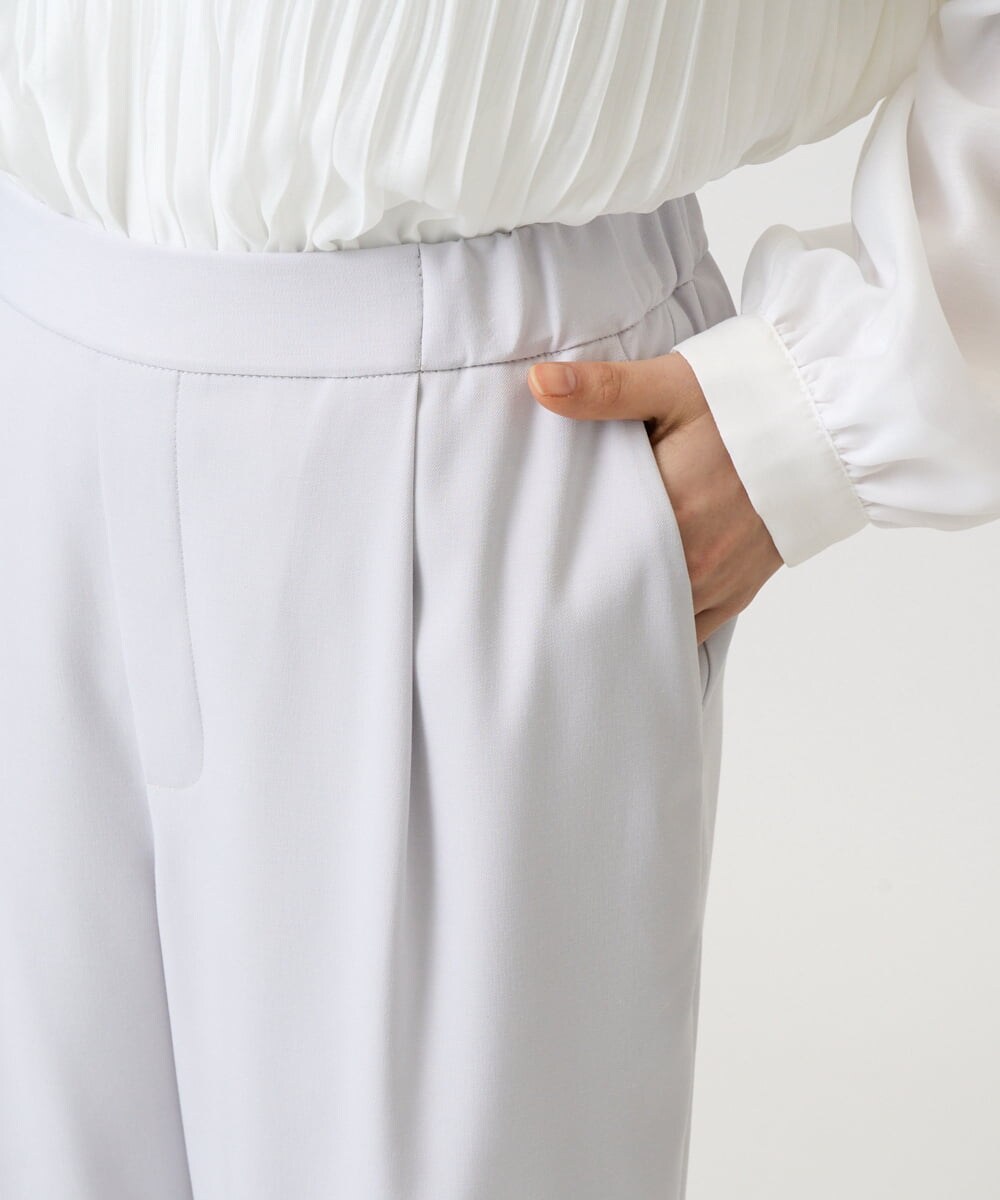 F1LGD21160 MK MICHEL KLEIN(小さいサイズ)(メゾン ドゥ サンク) 【小さいサイズ】TRストレッチワイドパンツ/洗える ライトグレー