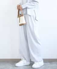 F1LGD21160 MK MICHEL KLEIN(小さいサイズ)(メゾン ドゥ サンク) 【小さいサイズ】TRストレッチワイドパンツ/洗える ライトグレー