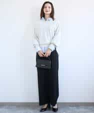 F1LGD21160 MK MICHEL KLEIN(小さいサイズ)(メゾン ドゥ サンク) 【小さいサイズ】TRストレッチワイドパンツ/洗える ライトグレー