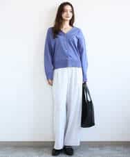 F1LGD21160 MK MICHEL KLEIN(小さいサイズ)(メゾン ドゥ サンク) 【小さいサイズ】TRストレッチワイドパンツ/洗える ライトグレー