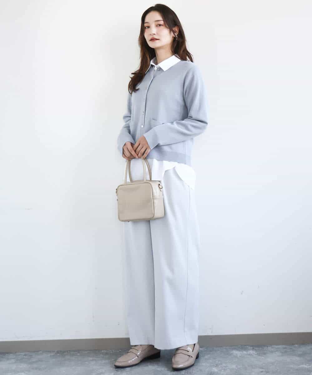 F1LGD21160 MK MICHEL KLEIN(小さいサイズ)(メゾン ドゥ サンク) 【小さいサイズ】TRストレッチワイドパンツ/洗える ライトグレー