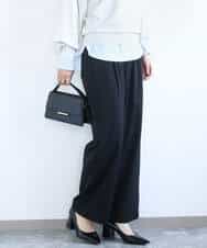 F1LGD21160 MK MICHEL KLEIN(小さいサイズ)(メゾン ドゥ サンク) 【小さいサイズ】TRストレッチワイドパンツ/洗える ブラック