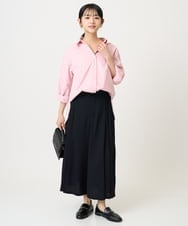 F1LGD26170 MK MICHEL KLEIN(小さいサイズ)(メゾン ドゥ サンク) 【小さいサイズ】サイドプリーツガウチョパンツ/洗える ライトブルー