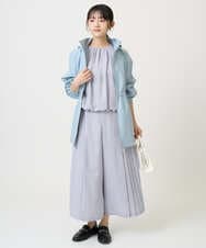 F1LGD26170 MK MICHEL KLEIN(小さいサイズ)(メゾン ドゥ サンク) 【小さいサイズ】サイドプリーツガウチョパンツ/洗える ライトブルー