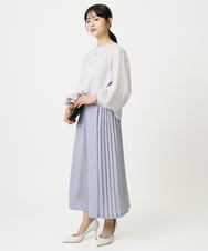 F1LGD26170 MK MICHEL KLEIN(小さいサイズ)(メゾン ドゥ サンク) 【小さいサイズ】サイドプリーツガウチョパンツ/洗える ライトブルー