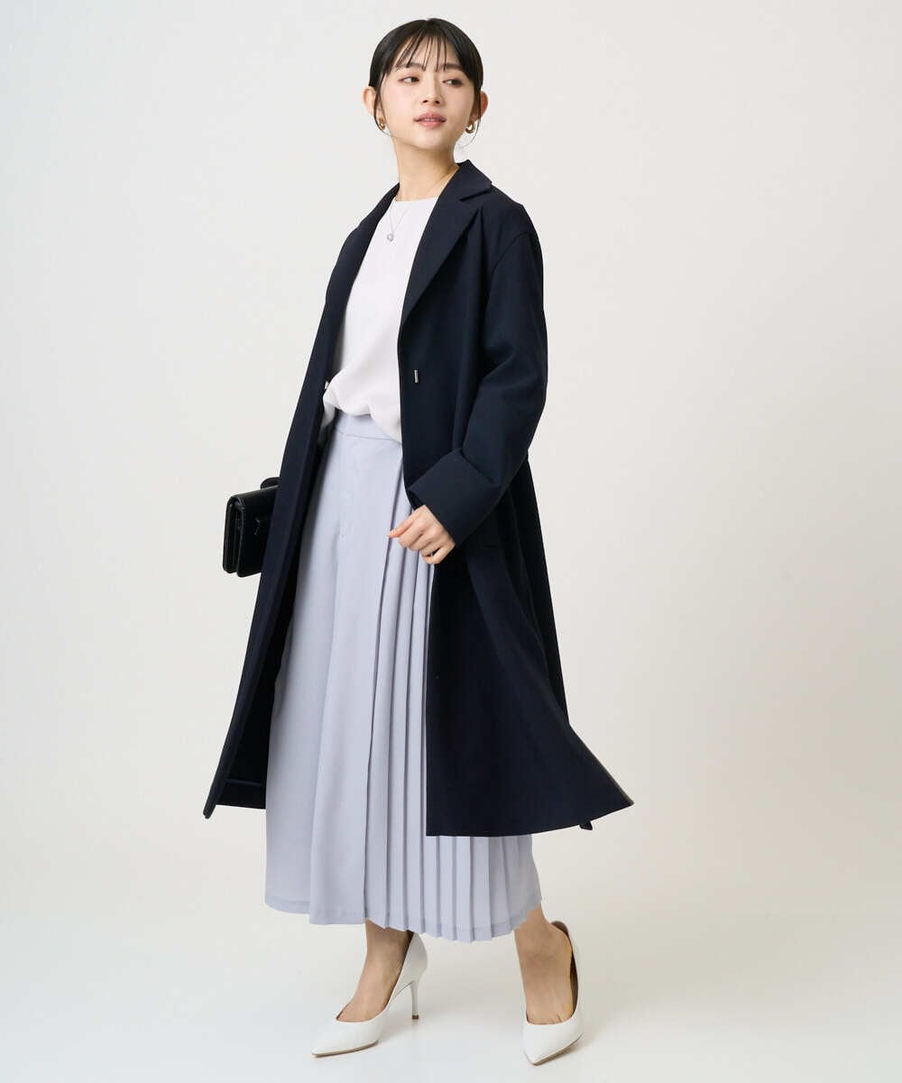 F1LGD26170 MK MICHEL KLEIN(小さいサイズ)(メゾン ドゥ サンク) 【小さいサイズ】サイドプリーツガウチョパンツ/洗える ライトブルー