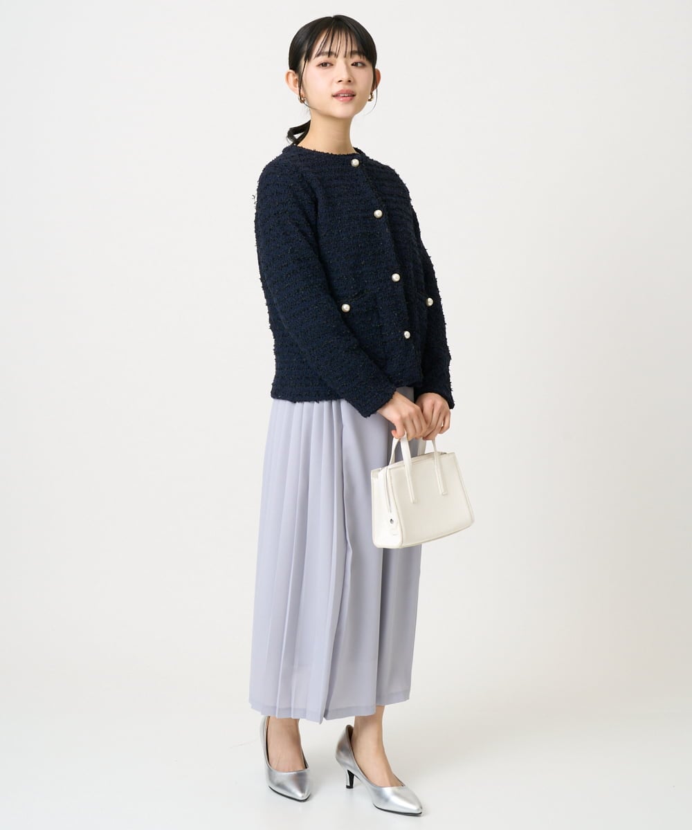 F1LGD26170 MK MICHEL KLEIN(小さいサイズ)(メゾン ドゥ サンク) 【小さいサイズ】サイドプリーツガウチョパンツ/洗える ライトブルー