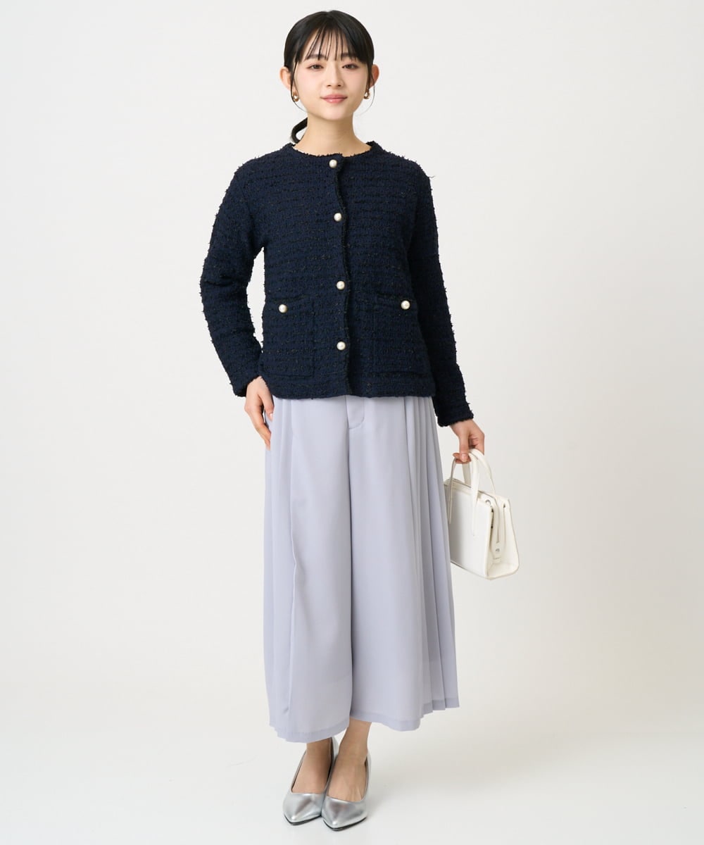 F1LGD26170 MK MICHEL KLEIN(小さいサイズ)(メゾン ドゥ サンク) 【小さいサイズ】サイドプリーツガウチョパンツ/洗える ライトブルー