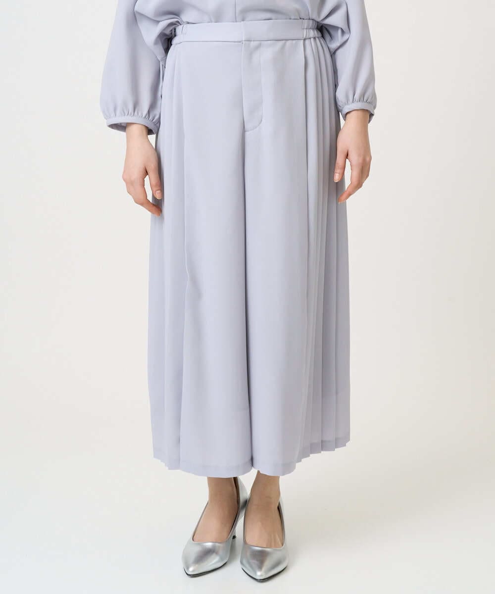 F1LGD26170 MK MICHEL KLEIN(小さいサイズ)(メゾン ドゥ サンク) 【小さいサイズ】サイドプリーツガウチョパンツ/洗える ライトブルー