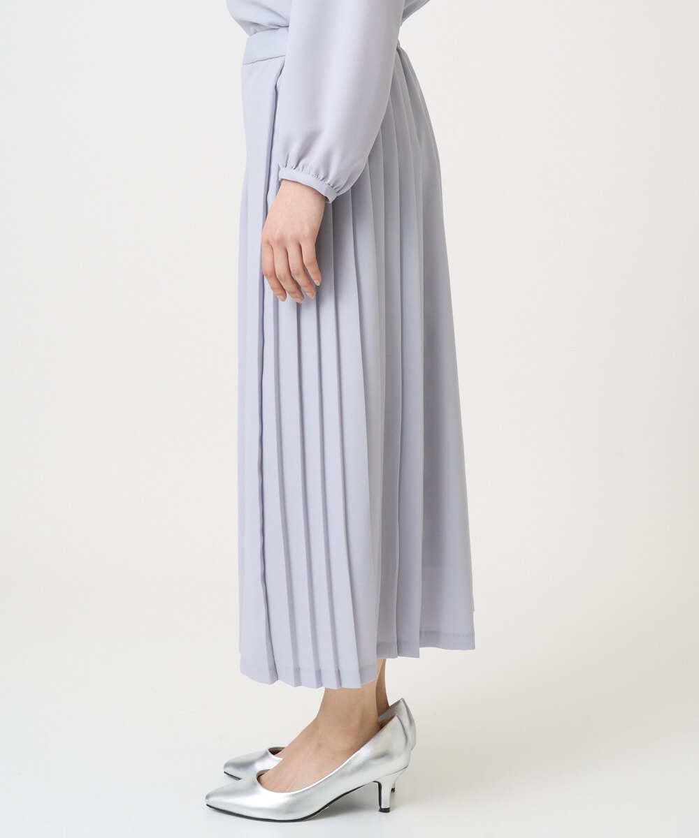 F1LGD26170 MK MICHEL KLEIN(小さいサイズ)(メゾン ドゥ サンク) 【小さいサイズ】サイドプリーツガウチョパンツ/洗える ライトブルー