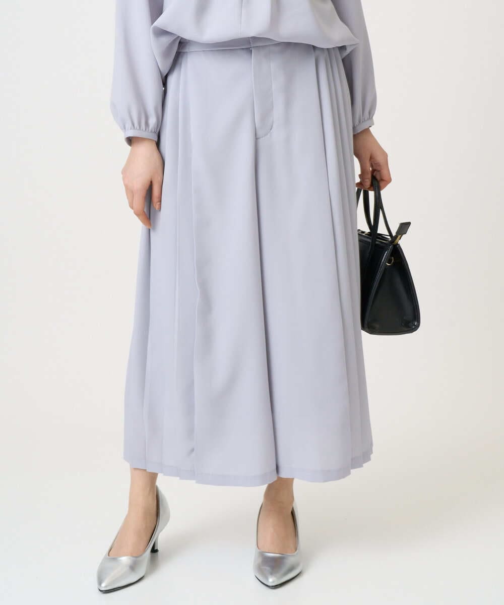 F1LGD26170 MK MICHEL KLEIN(小さいサイズ)(メゾン ドゥ サンク) 【小さいサイズ】サイドプリーツガウチョパンツ/洗える ライトブルー